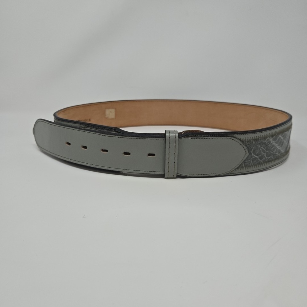 Vintage Nolona Belt‎ Gray Genuine Crocodile Skin 38